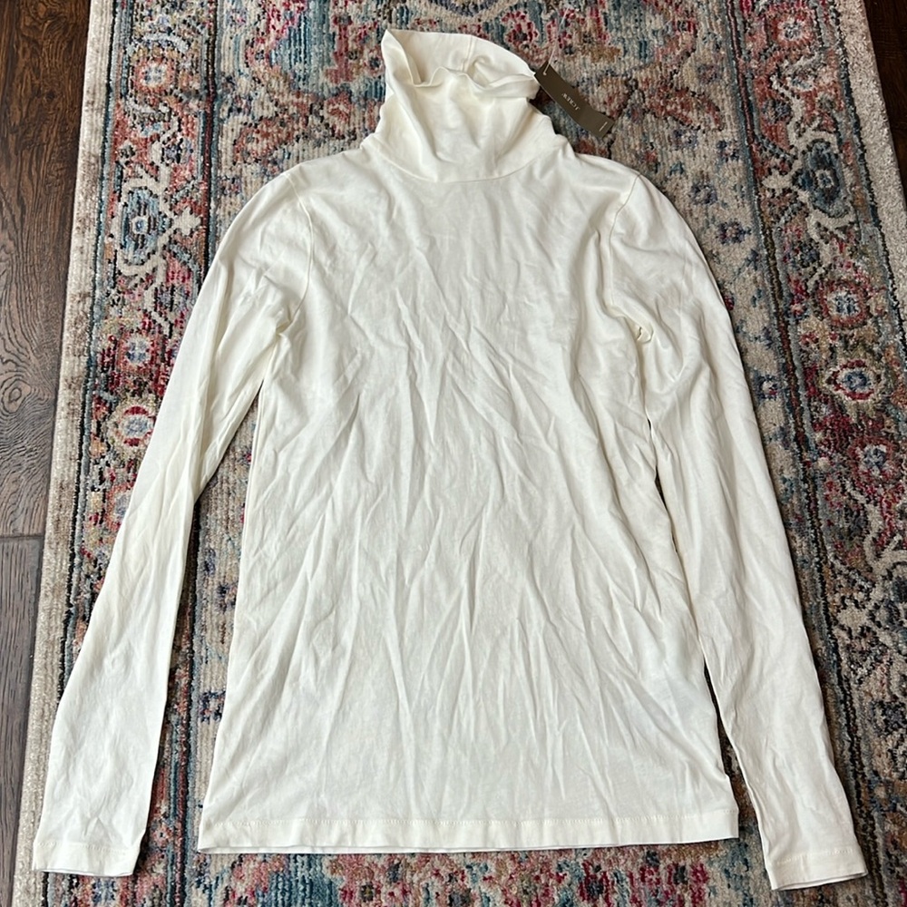 NWT J crew tissue turtle neck, cream, XS